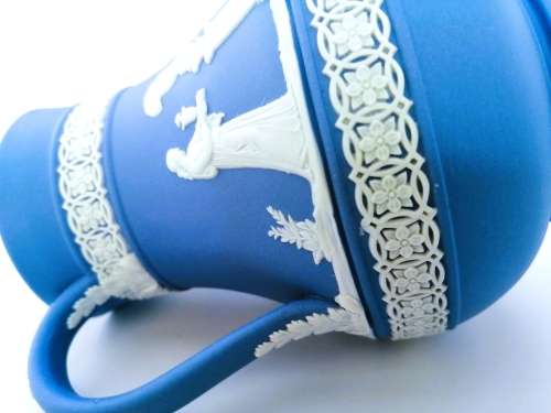 Vintage Wedgwood Jasper Large Blue Jug  #