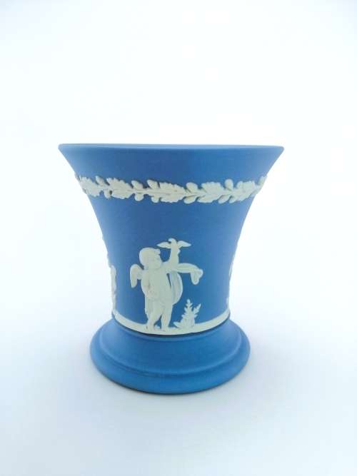 Vintage Wedgwood Jasper Blue Vase  #