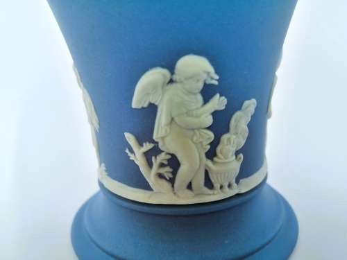 Vintage Wedgwood Jasper Blue Vase  #