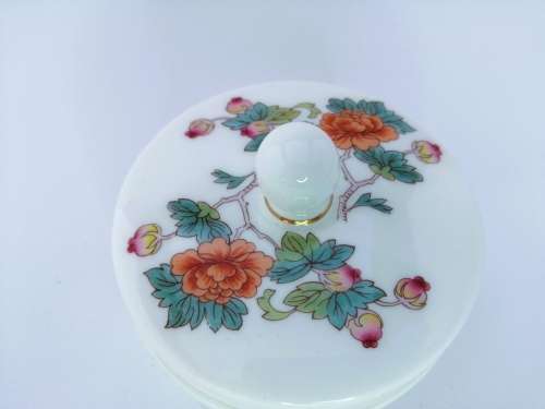 Wedgwood Kutani Crane Urn Vase, Floral Design  #