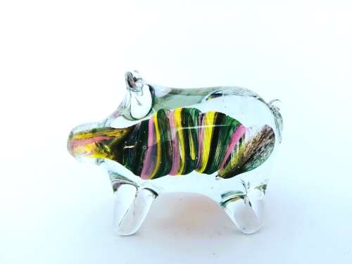 Alum Bay Glass Pig Paperweight / Ornament