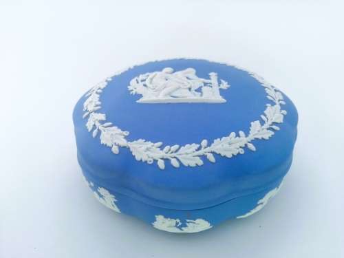 Vintage Wedgwood Jasper Blue Large Powder Pot  #