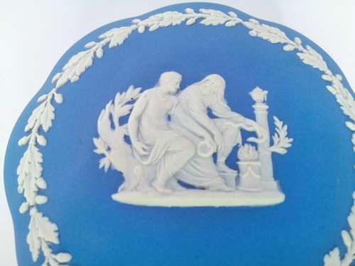 Vintage Wedgwood Jasper Blue Large Powder Pot  #