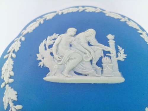 Vintage Wedgwood Jasper Blue Large Powder Pot  #