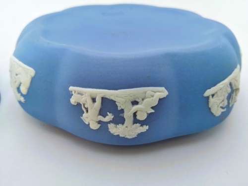 Vintage Wedgwood Jasper Blue Large Powder Pot  #