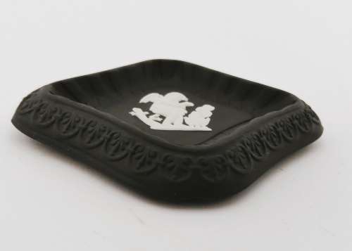 WEDGWOOD Black Jasperware Cupid Winter Tray