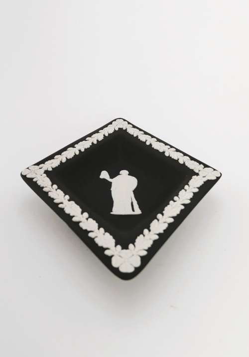 Black and White Basalt Wedgwood Jasperware Diamond Pin Dish