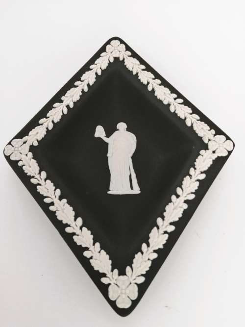 Black and White Basalt Wedgwood Jasperware Diamond Pin Dish
