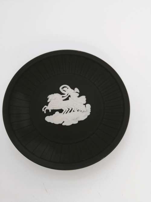 Black and White Basalt Wedgwood Jasperware Round Pin Dish