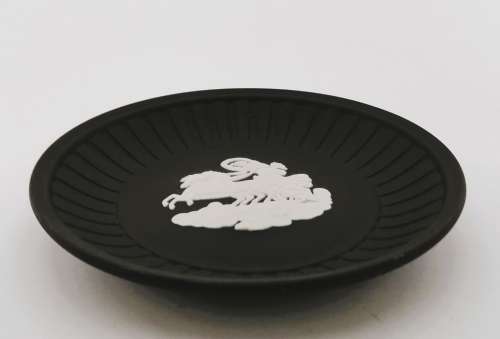 Black and White Basalt Wedgwood Jasperware Round Pin Dish