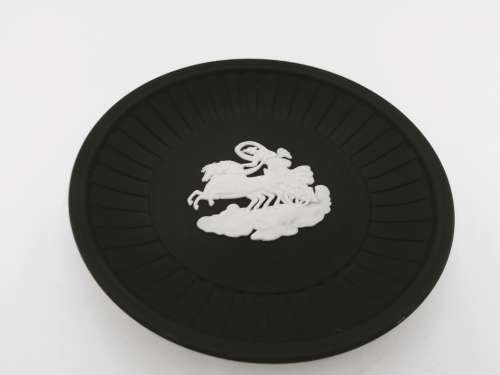 Black and White Basalt Wedgwood Jasperware Round Pin Dish
