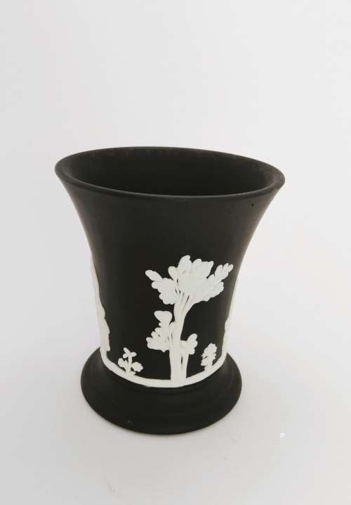 Vintage Wedgwood Jasper Basalt Black Vase  #
