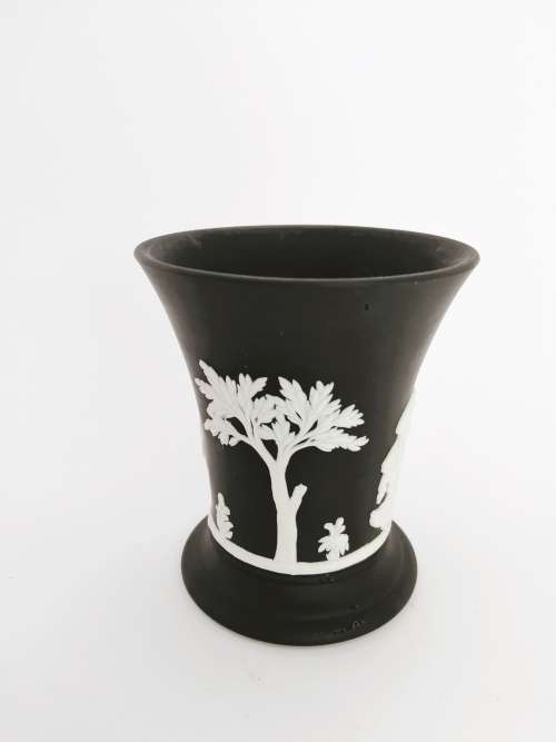 Vintage Wedgwood Jasper Basalt Black Vase  #