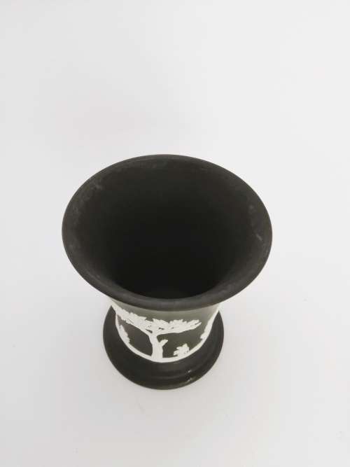 Vintage Wedgwood Jasper Basalt Black Vase  #