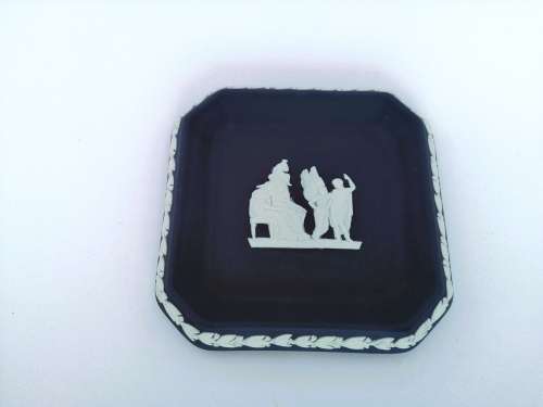 Vintage Wedgwood Jasper Portland Blue Square Dish  #
