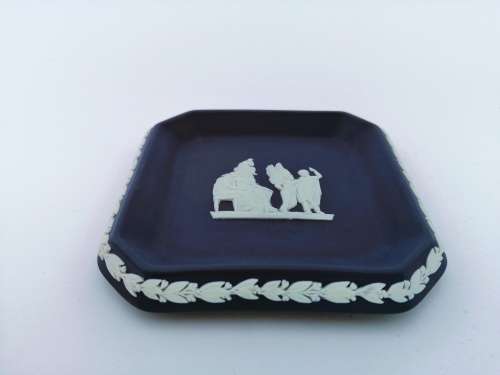 Vintage Wedgwood Jasper Portland Blue Square Dish  #