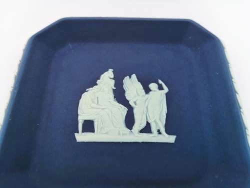 Vintage Wedgwood Jasper Portland Blue Square Dish  #