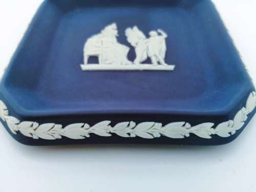 Vintage Wedgwood Jasper Portland Blue Square Dish  #