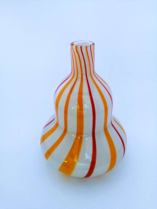 Murano Red and Orange Swirl Pattern Vase