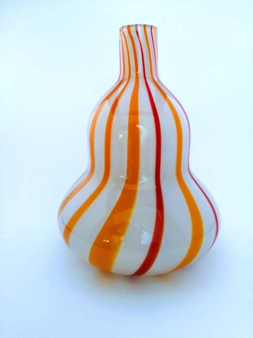 Murano Red and Orange Swirl Pattern Vase