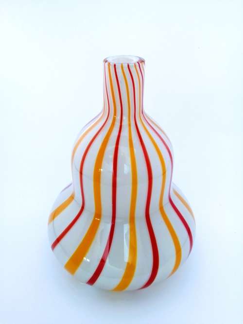 Murano Red and Orange Swirl Pattern Vase