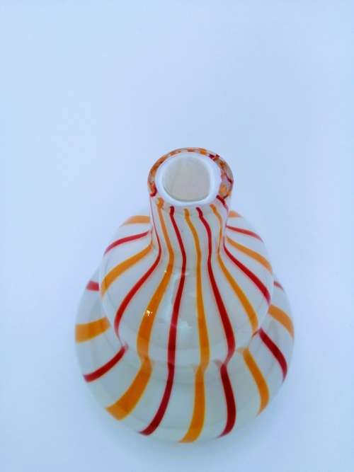 Murano Red and Orange Swirl Pattern Vase