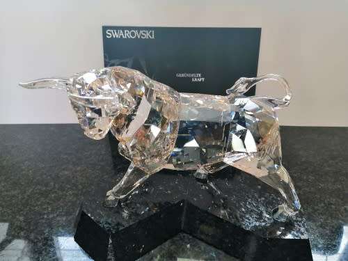 SWAROVSKI Very Large and Heavy Figurine Soulmates Bull Silver Shade  #