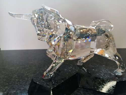 SWAROVSKI Very Large and Heavy Figurine Soulmates Bull Silver Shade  #