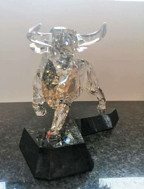 SWAROVSKI Very Large and Heavy Figurine Soulmates Bull Silver Shade  #