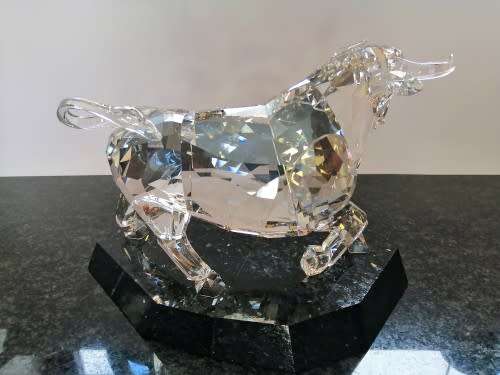 SWAROVSKI Very Large and Heavy Figurine Soulmates Bull Silver Shade  #