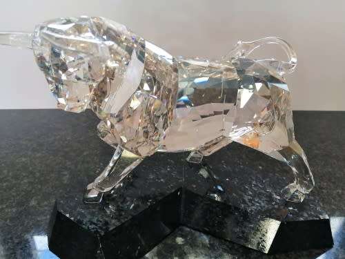 SWAROVSKI Very Large and Heavy Figurine Soulmates Bull Silver Shade  #