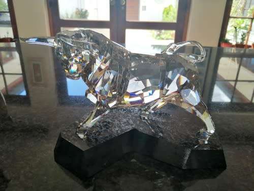 SWAROVSKI Very Large and Heavy Figurine Soulmates Bull Silver Shade  #