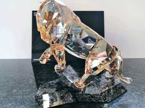 Swarovski Crystal Large and Heavy Soulmates Lion Stunning Golden Shadow