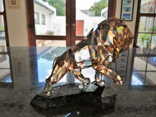 Swarovski Crystal Large and Heavy Soulmates Lion Stunning Golden Shadow
