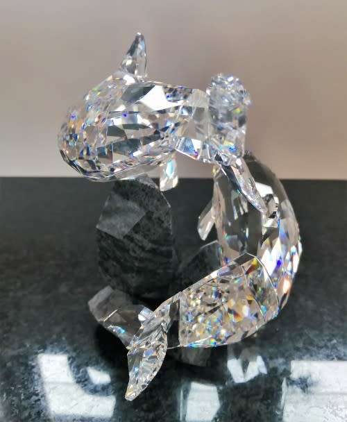 SWAROVSKI Very Large and Heavy Soulmates, Stunning Dolphins on granite #