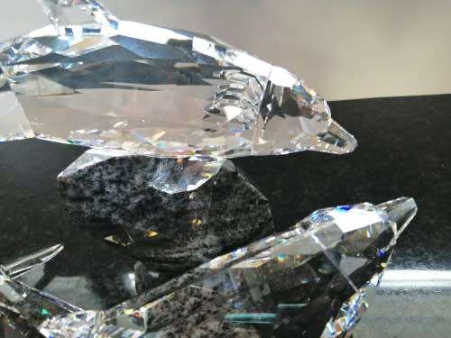 SWAROVSKI Very Large and Heavy Soulmates, Stunning Dolphins on granite #