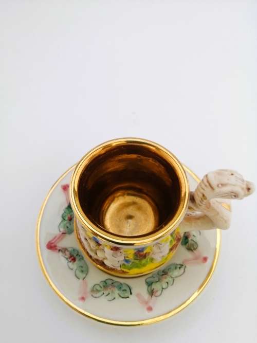 Fabulous Capodimonte Handmade Hand painted Tea Cup and Saucer Italy