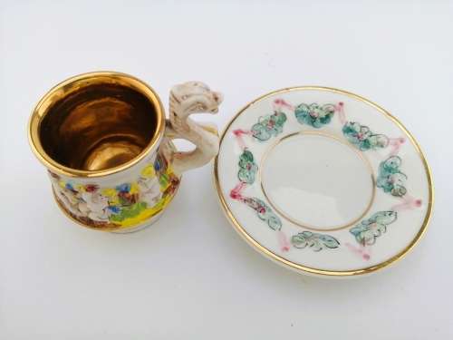 Fabulous Capodimonte Handmade Hand painted Tea Cup and Saucer Italy