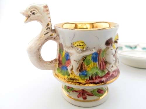 Fabulous Capodimonte Handmade Hand painted Tea Cup and Saucer Italy