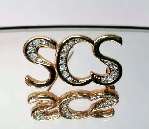 Swarovski Crystal Gold tone and Clear Crystal Brooch Pin of SCS