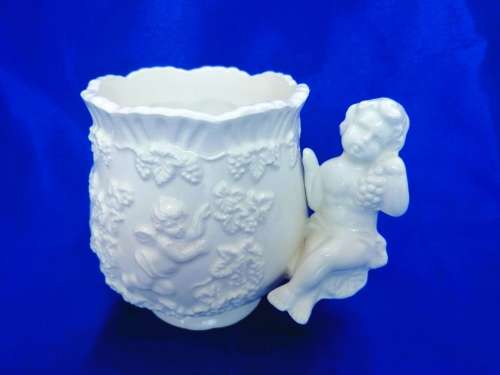 Lefton White Porcelain Decorative Planter Vase with Putti Cherubs Renaissance