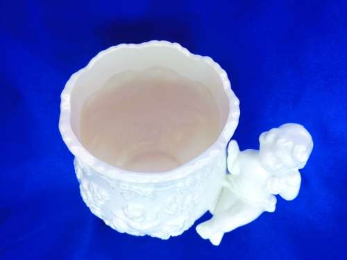 Lefton White Porcelain Decorative Planter Vase with Putti Cherubs Renaissance