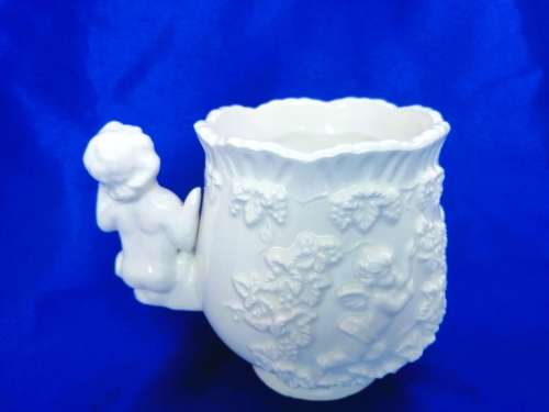 Lefton White Porcelain Decorative Planter Vase with Putti Cherubs Renaissance