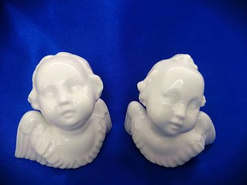 Augarten Wein Cherub Angels, Porcelain Blanc De Chine Pair of Angels, Ca: 1950s.