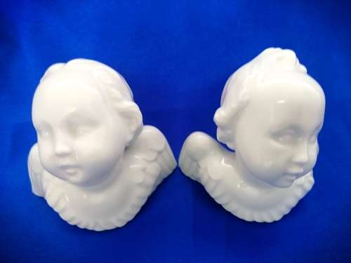 Augarten Wein Cherub Angels, Porcelain Blanc De Chine Pair of Angels, Ca: 1950s.