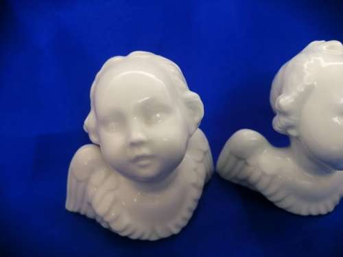 Augarten Wein Cherub Angels, Porcelain Blanc De Chine Pair of Angels, Ca: 1950s.