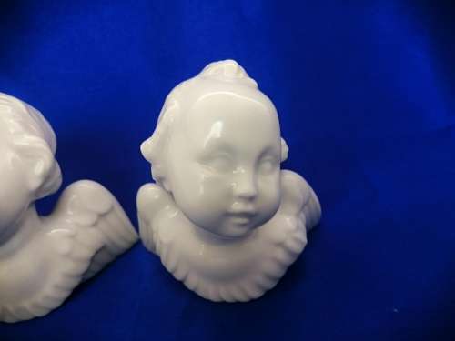 Augarten Wein Cherub Angels, Porcelain Blanc De Chine Pair of Angels, Ca: 1950s.