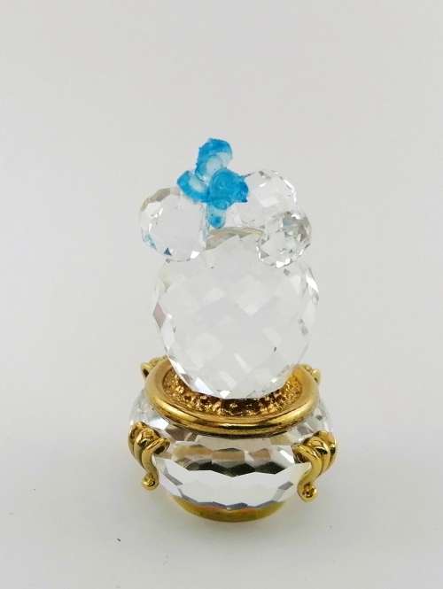 Swarovski Crystal Memories Blue Cactus Plant Gold Plated