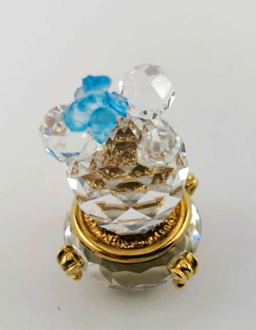 Swarovski Crystal Memories Blue Cactus Plant Gold Plated