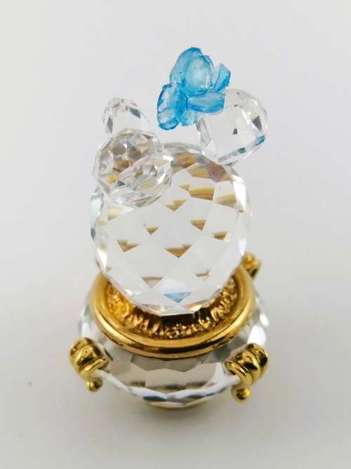 Swarovski Crystal Memories Blue Cactus Plant Gold Plated